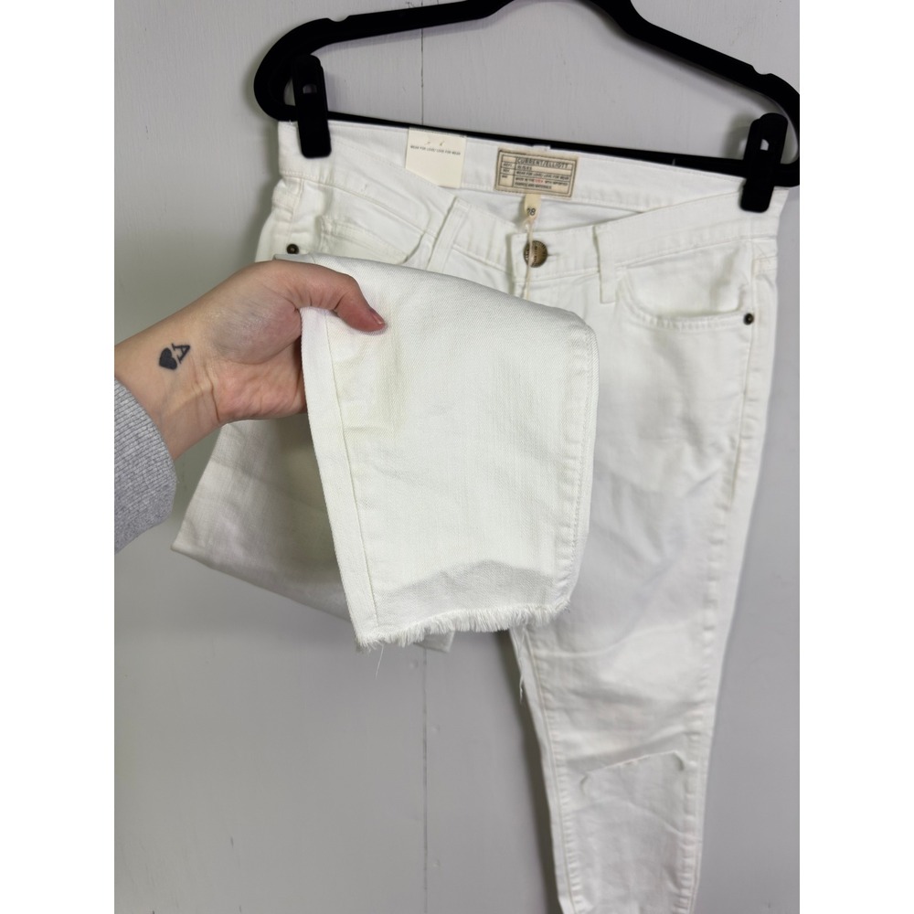 NWT CURRENT/ELLIOTT The Stiletto White Distressed Skinny Jeans Raw Hem Size 28 - Picture 8 of 8